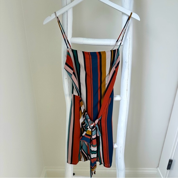 Vici Just a Dream Multicolor Striped Wrap Mini Dress Size Small - Picture 1 of 12